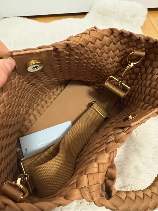 ANTONIO MELANI Woven Tote in Cognac Brown - Picture 3 of 5